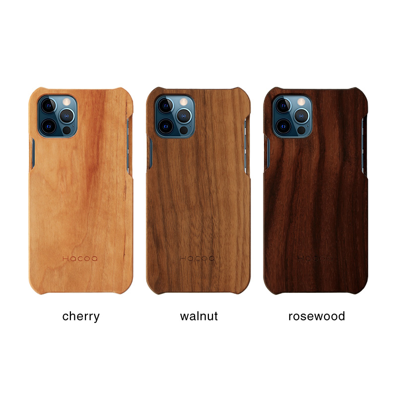 丈夫なハードケースと天然木を融合したiPhone 12用木製ケース