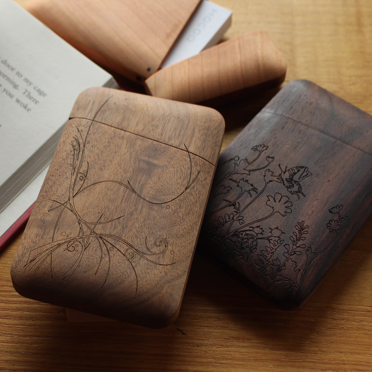 木製雑貨へのイラスト刻印