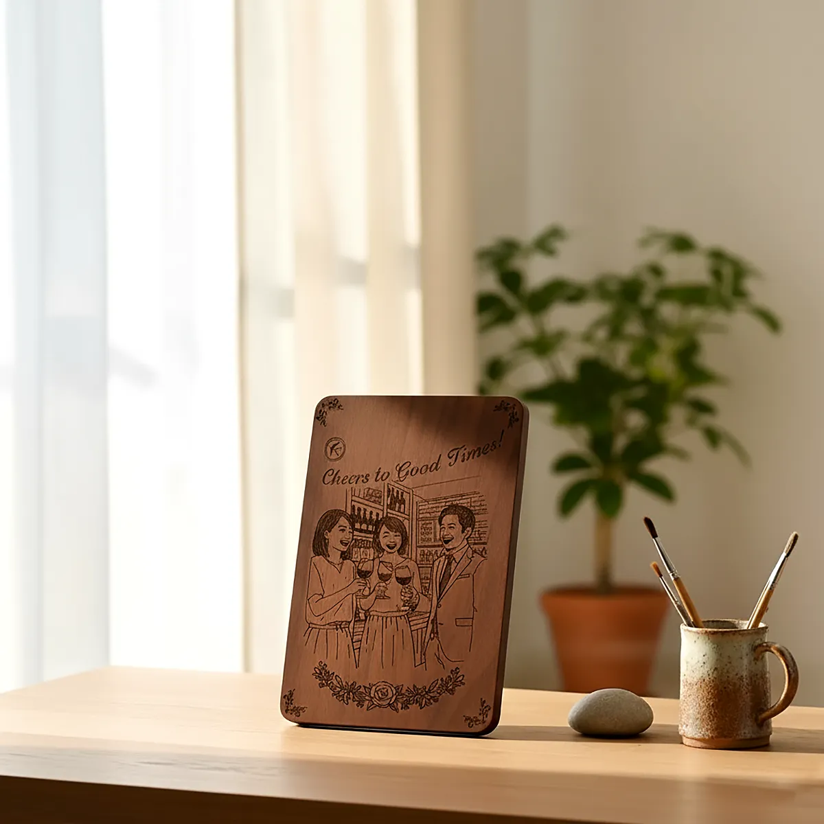 写真を木に刻む特別な一枚、木のメッセージボード