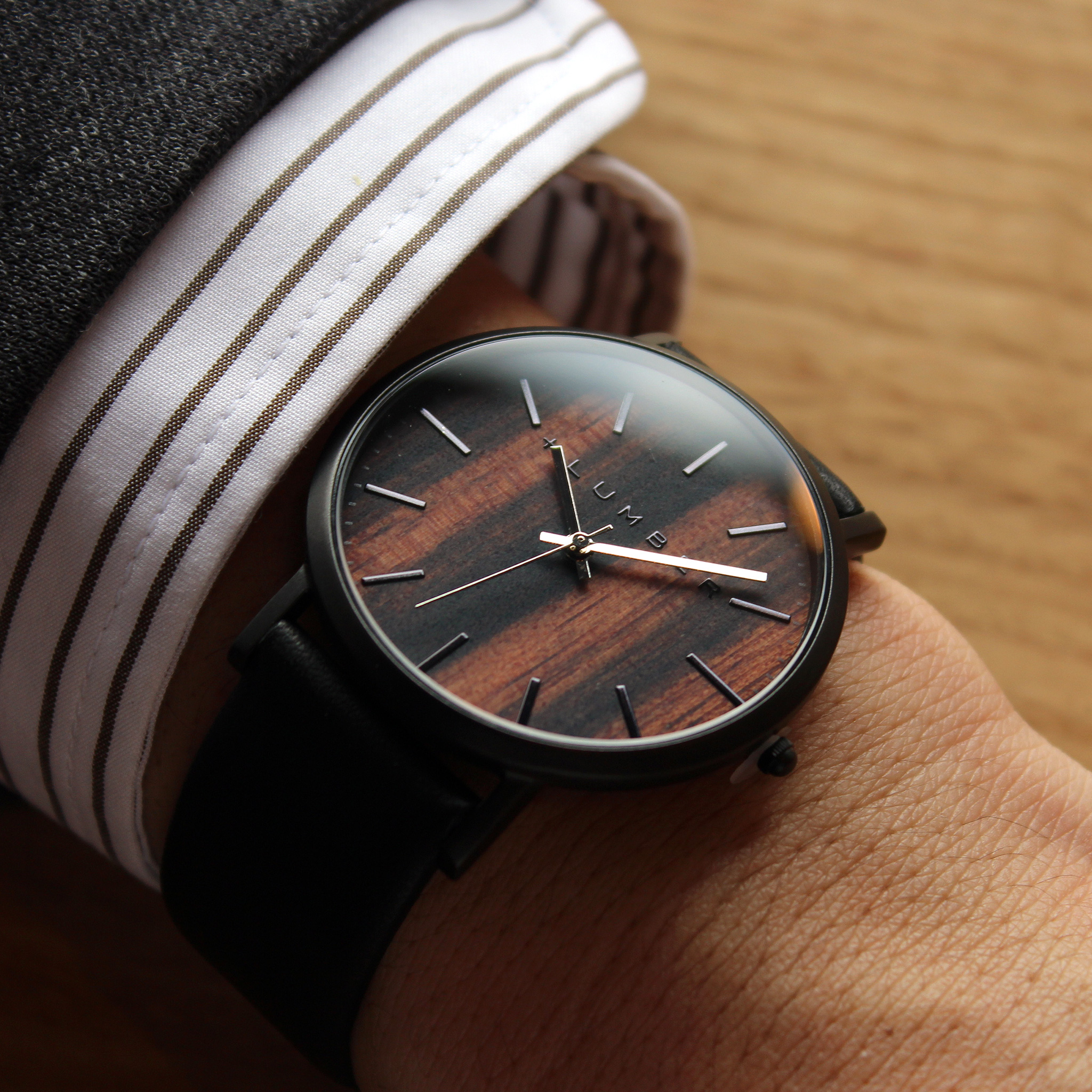 高級木製腕時計 本革ベルト ナチュラルな木目が美しいWATCH1100