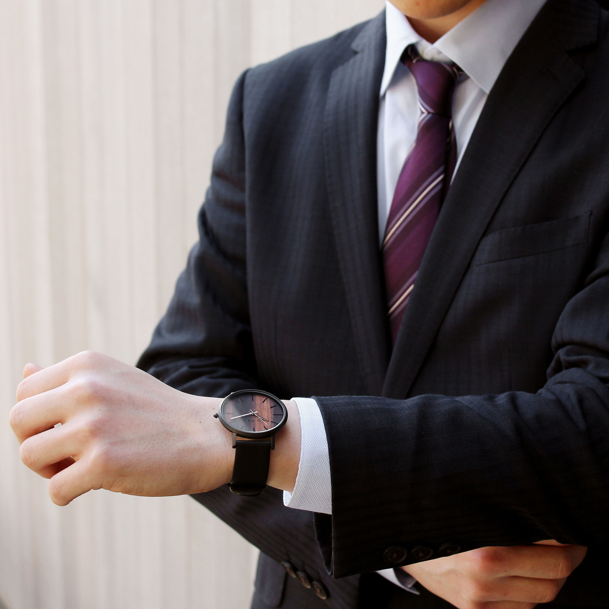 木のぬくもりを感じる腕時計 WATCH1100 チェリー・黒檀・メープル